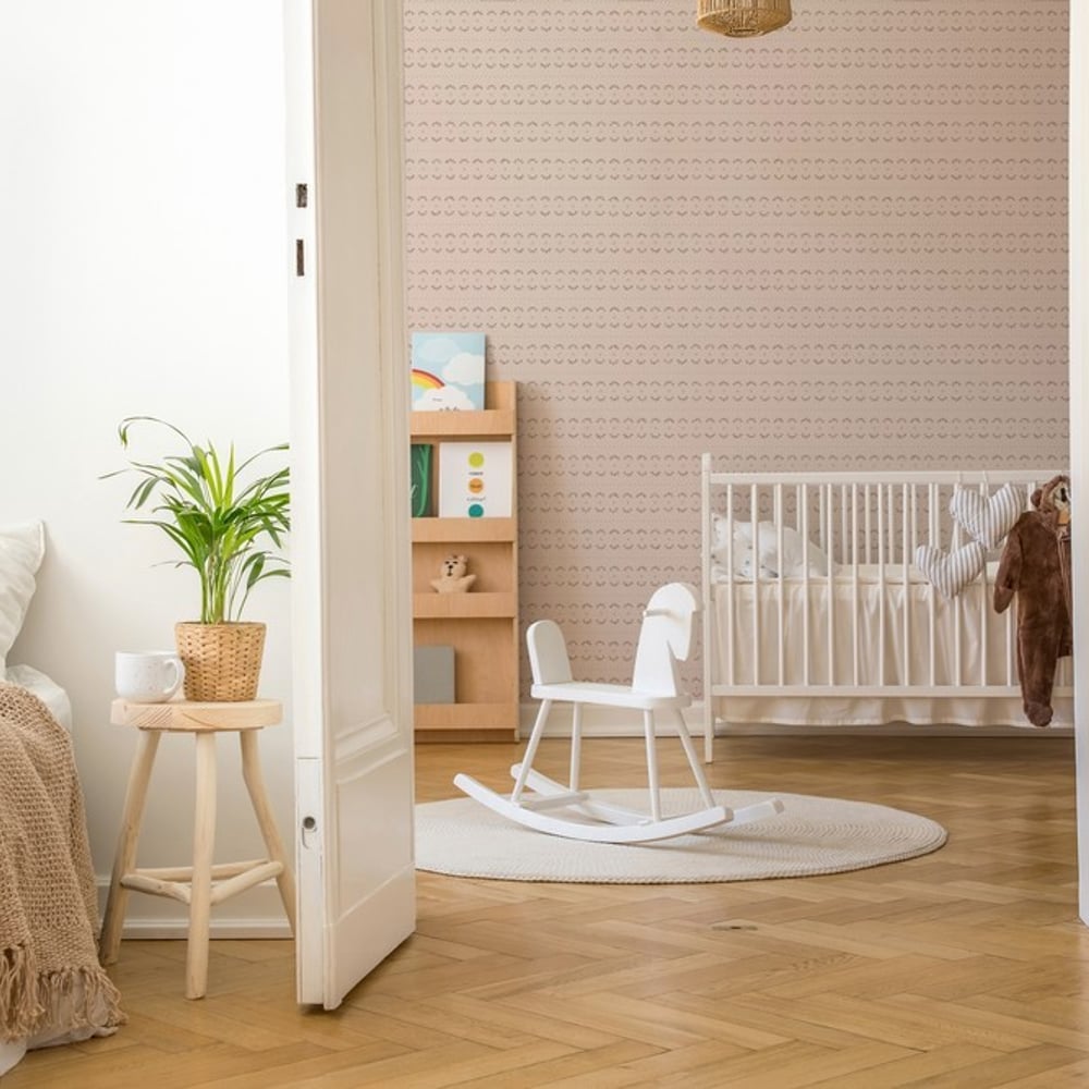 Calderwood soft Pink - Papiers peints - Rose - Chambre d’enfant - Rayé - Wallpassion - Intissé
