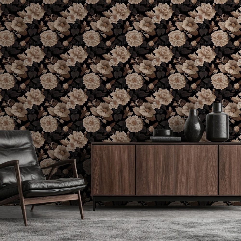 Bernhard Beige - Wallpaper - Beige - Living room - Floral - Wallpassion - Non-Woven