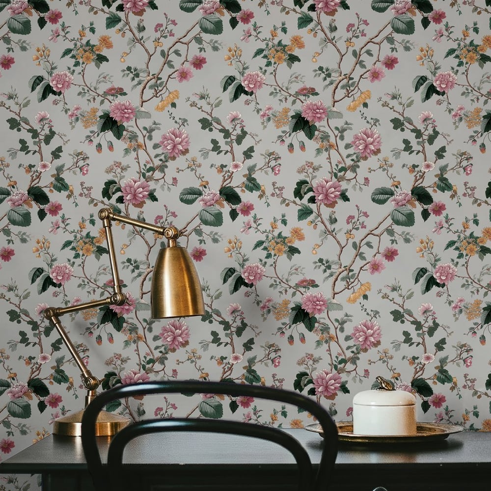 Charlotte Grey - Papiers peints - Gris - Bureau - Floral - Wallpassion - Intissé
