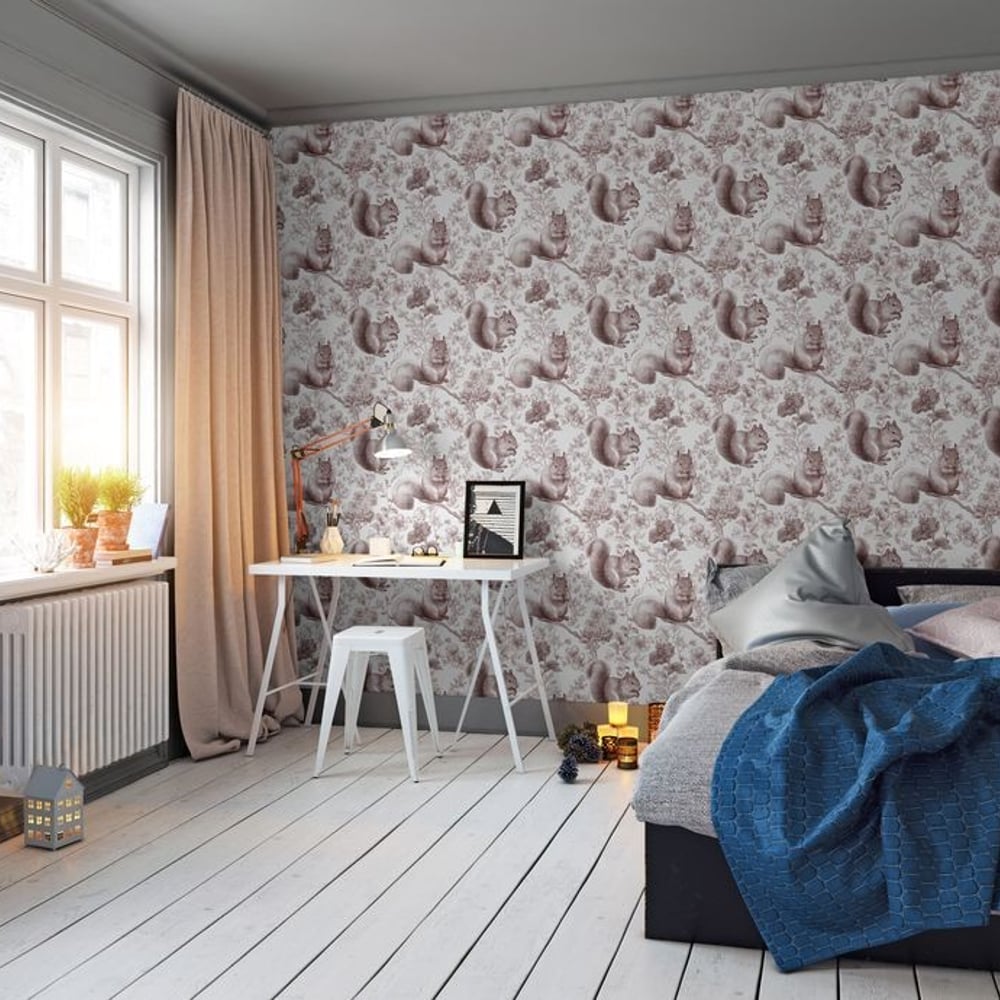Stefan Red - Wallpaper - Red - Teenager's room - Animal - in between - Non-Woven