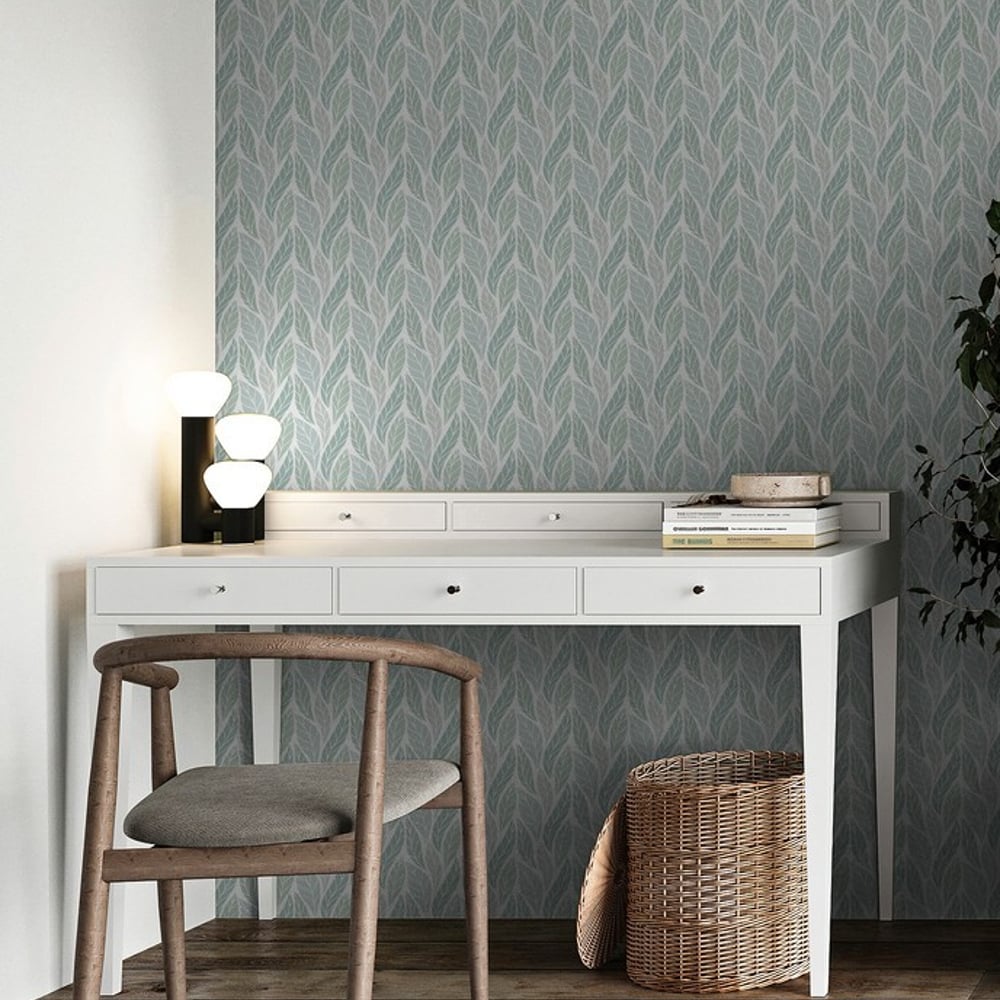Terje Green - Papiers peints - Vert - Bureau - Feuille - Palette - Intissé