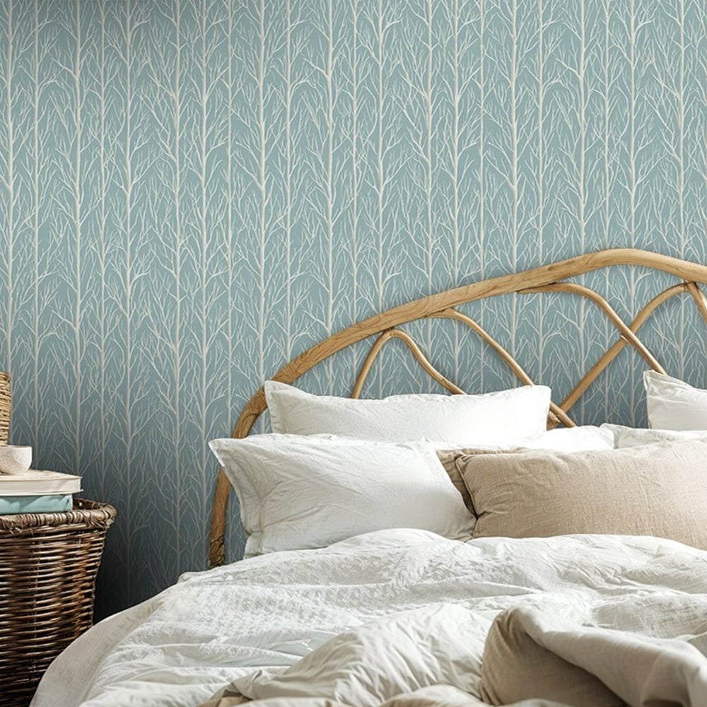 Herbert Blue - Papiers peints - Bleu - Chambre - Arbre - Palette - Intissé