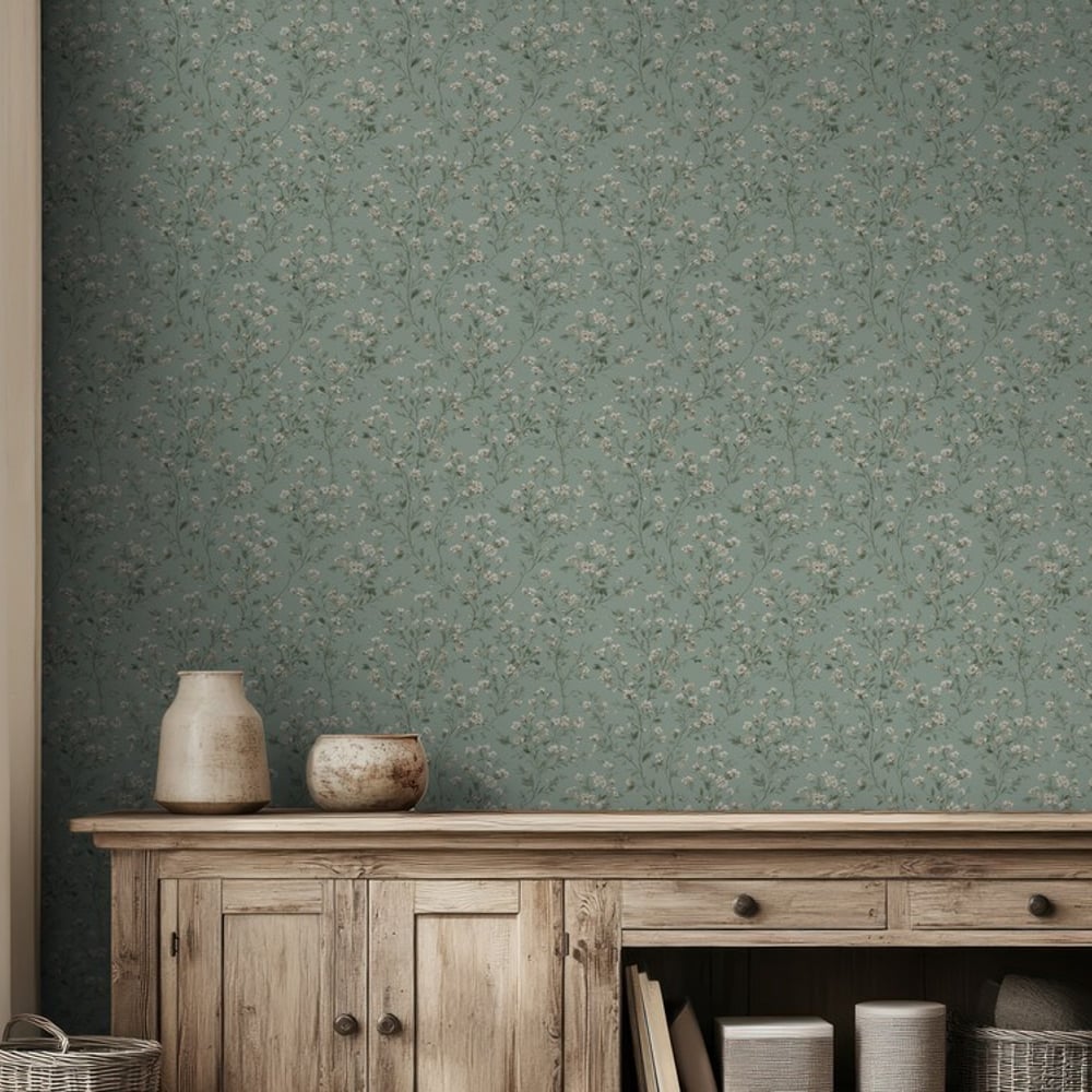 Gunhild Green - Papiers peints - Vert - Salon - Floral - Palette - Intissé