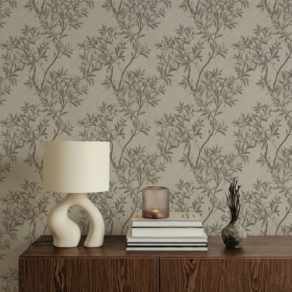 Valentin Beige - Wallpaper - Beige - Living room - Leaf - September - Non-Woven