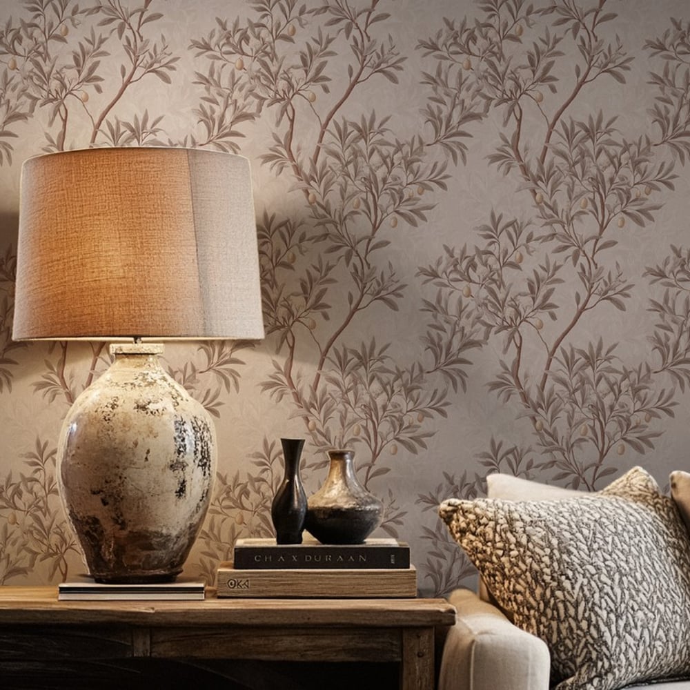 Valentin Brown - Wallpaper - Brown - Living room - Leaf - September - Non-Woven