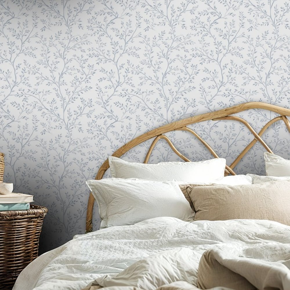 Cecilia Blue - Tapetit - Sininen - Makuuhuone - Lehti - Palette - Non-Woven