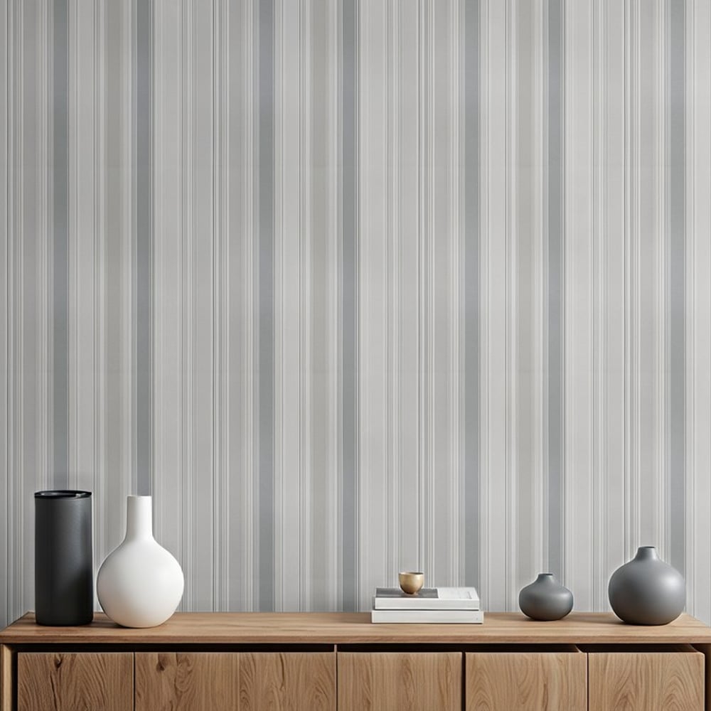 Morgan Grey - Papiers peints - Gris - Salon - Rayé - September - Intissé