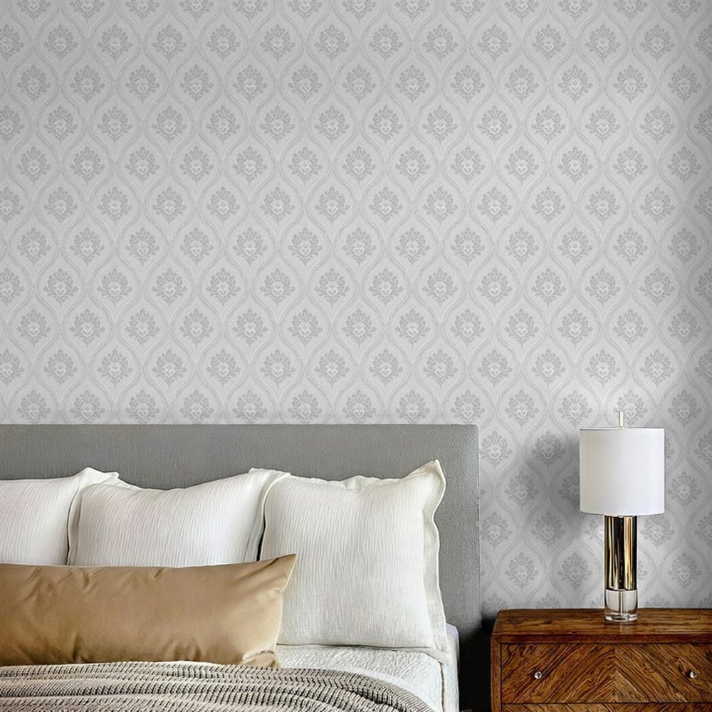 Runar Light Grey - Wallpaper - Grey - Bedroom - Geometric - September - Non-Woven