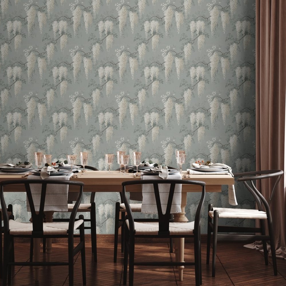 Sibylla Grey - Wallpaper - Grey - Kitchen - Floral - September - Non-Woven