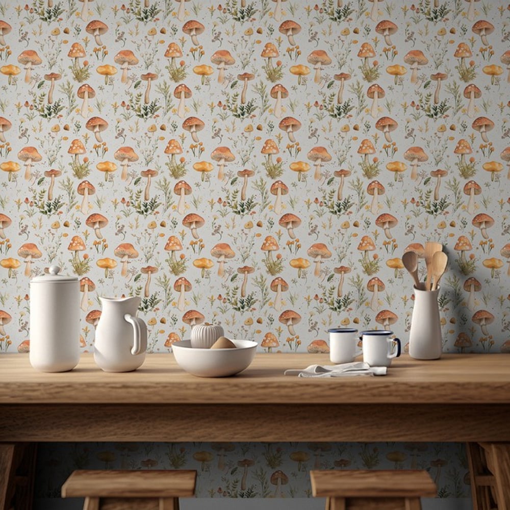 Anja Grey - Wallpaper - Grey - Kitchen - Floral - Scandza - Non-Woven