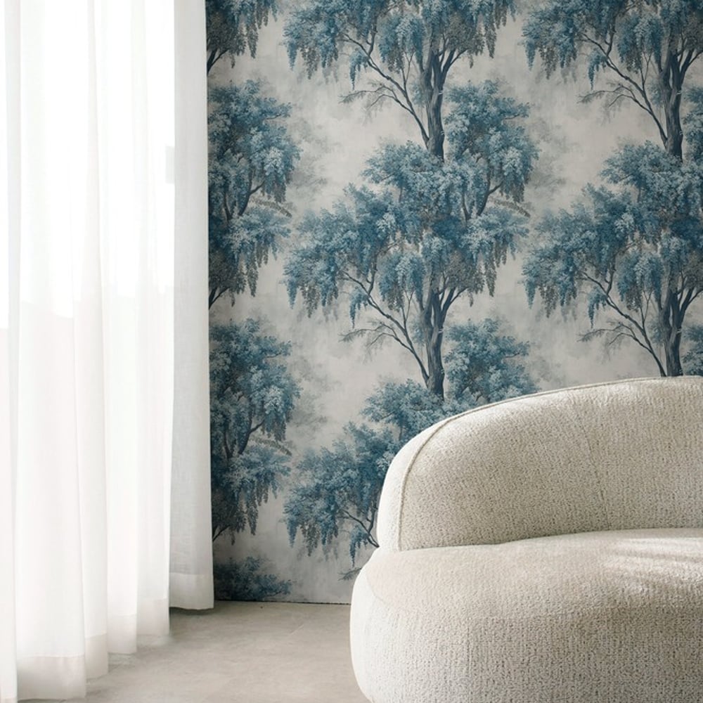 Melvin Blue - Papiers peints - Bleu - Salon - Arbre - Dreamland - Intissé