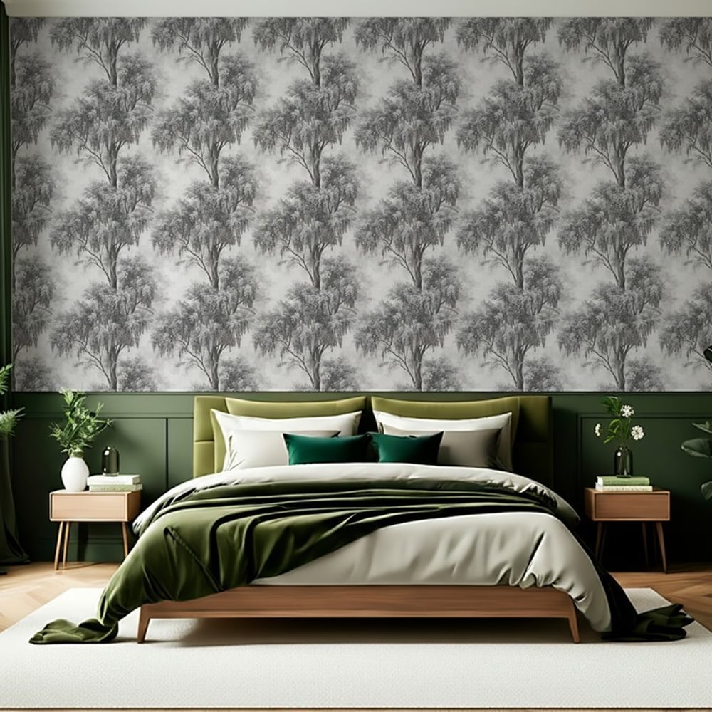 Melvin Grey - Papiers peints - Gris - Chambre - Arbre - Dreamland - Intissé