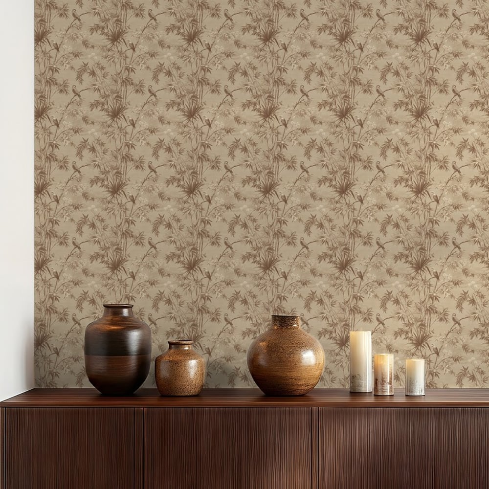 Naima Beige - Papiers peints - Beige - Salon - Oiseaux - September - Intissé