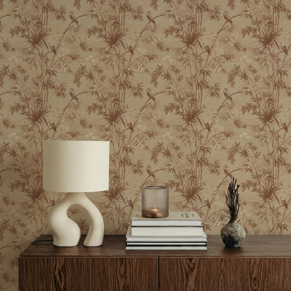 Naima Brown - Papiers peints - Marron - Salon - Oiseaux - September - Intissé