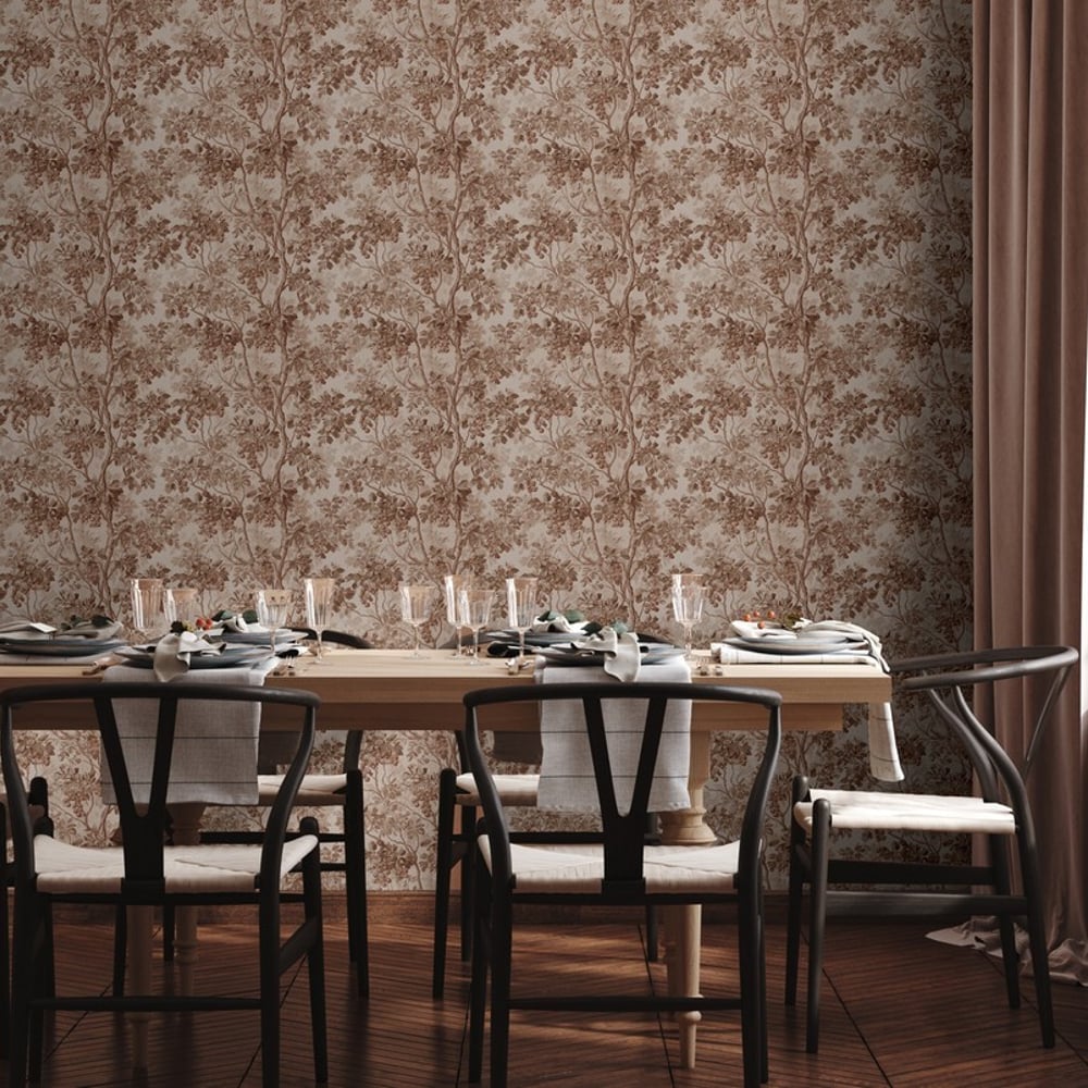 Teresia Brown - Wallpaper - Brown - Kitchen - Tree - September - Non-Woven