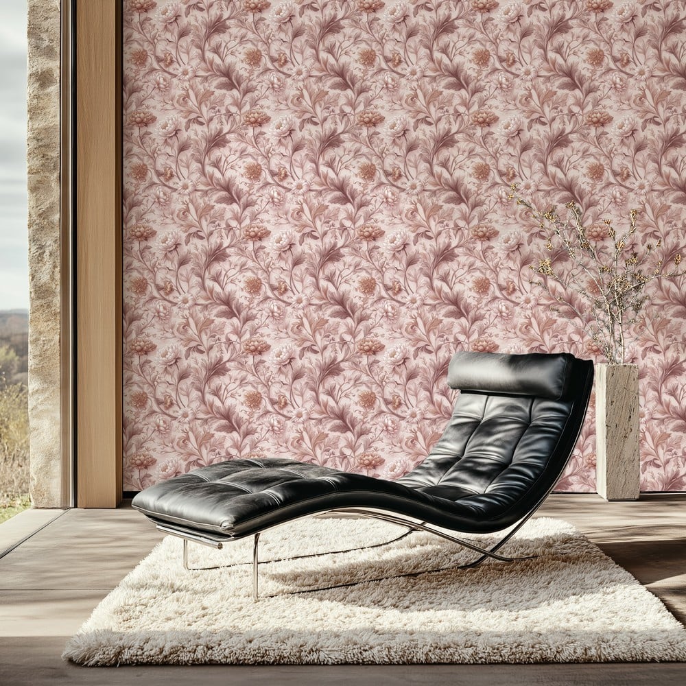 Lorena Pink - Papiers peints - Rose - Salon - Floral - September - Intissé