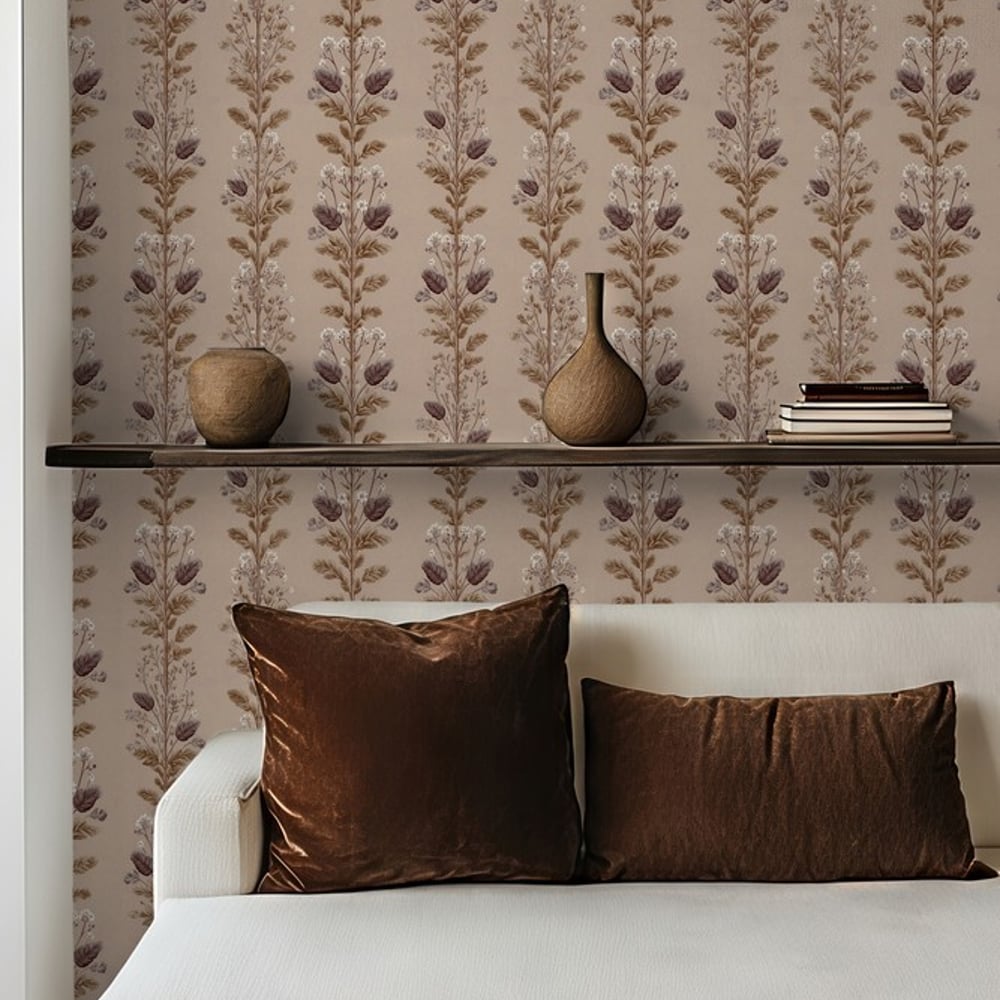 Tibertius Beige - Wallpaper - Beige - Living room - Floral - September - Non-Woven