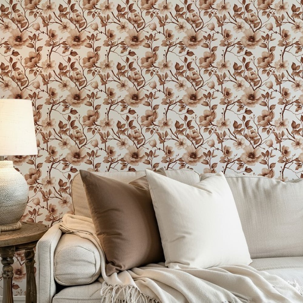 Helena Brown - Papiers peints - Marron - Salon - Floral - Palette - Intissé