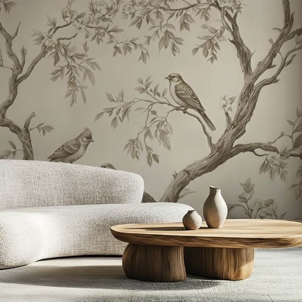 Fototapet - Birds on Branches I - Botanical