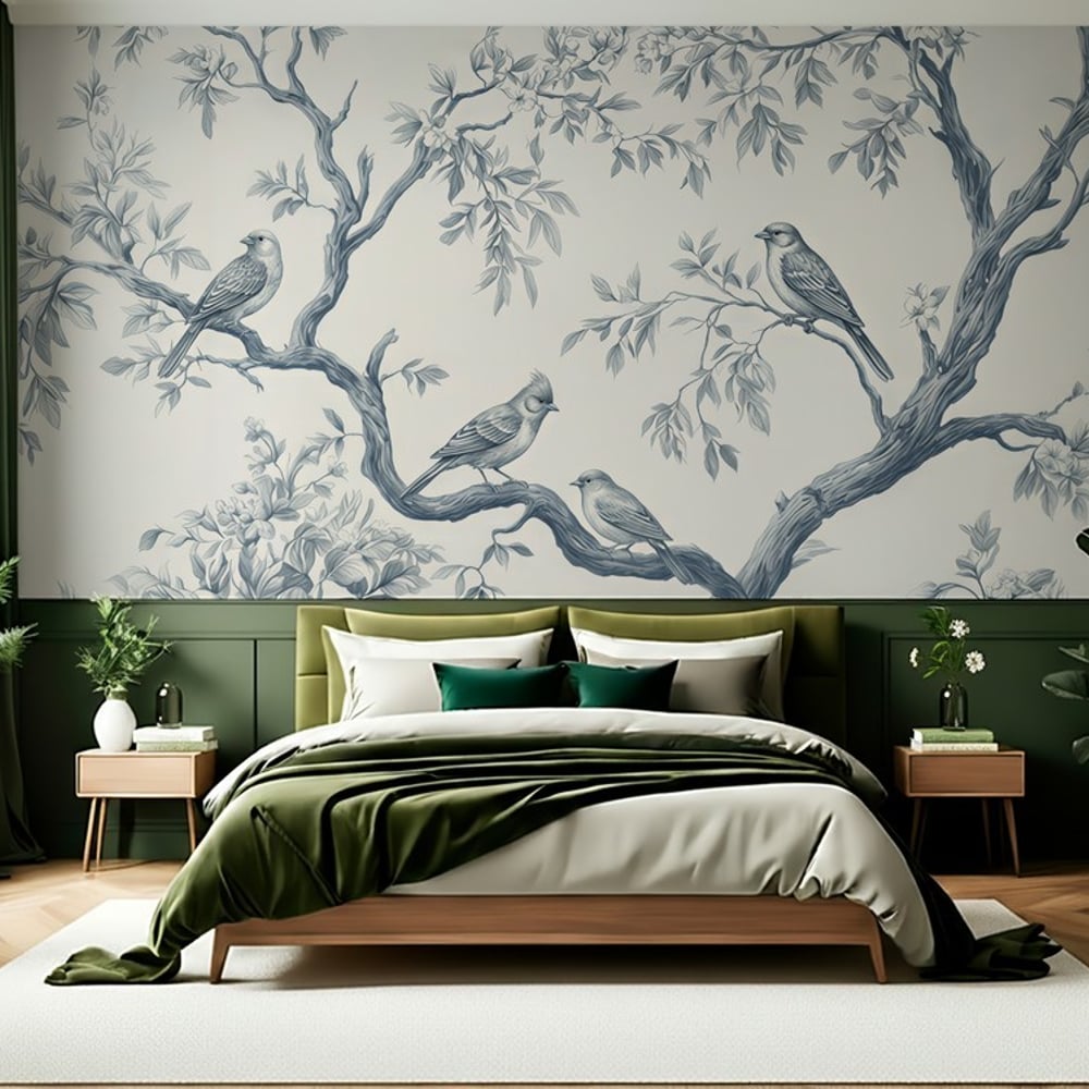 Fototapet - Birds on Branches II - Botanical