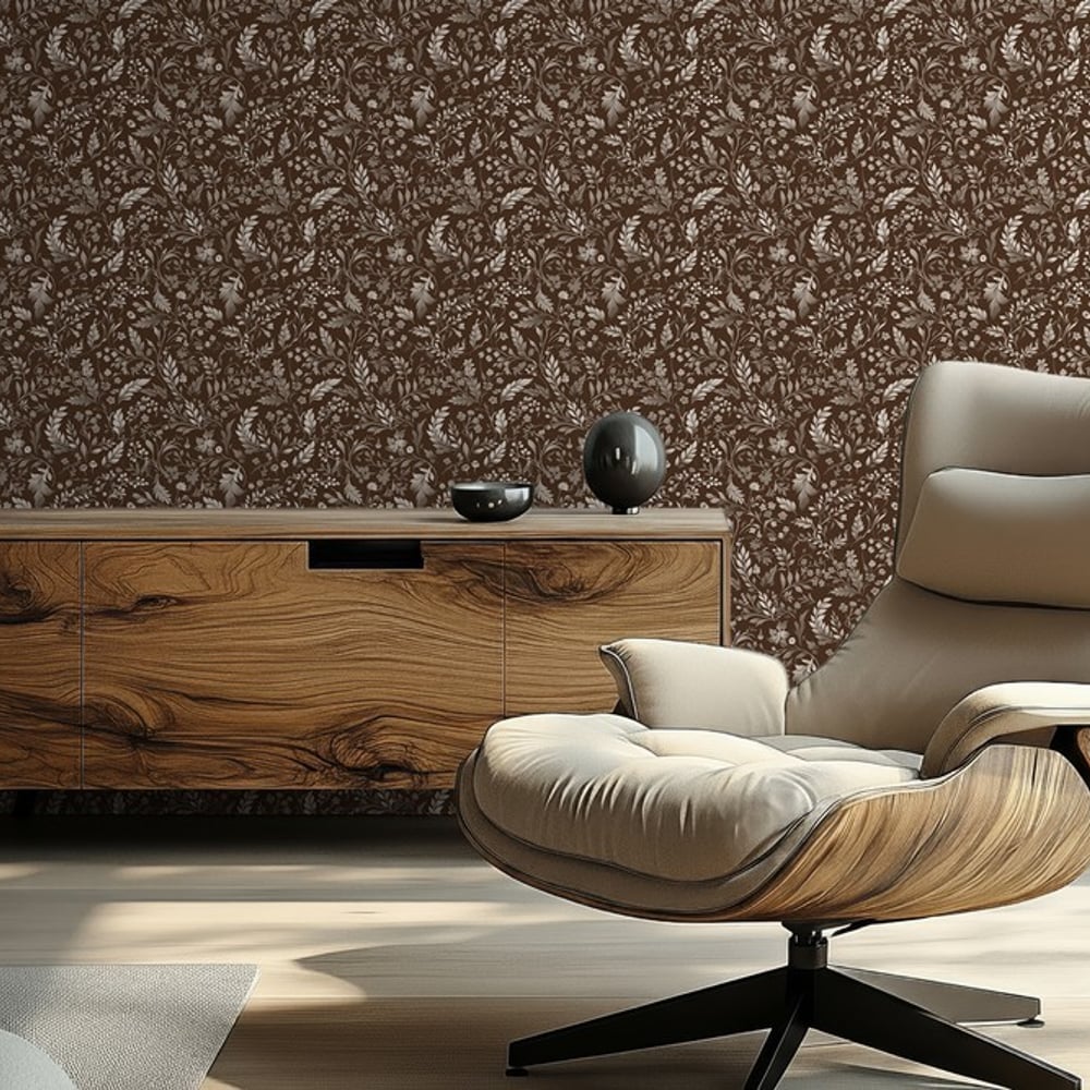 Ella Brown - Papiers peints - Marron - Salon - Floral - Wallpassion - Intissé