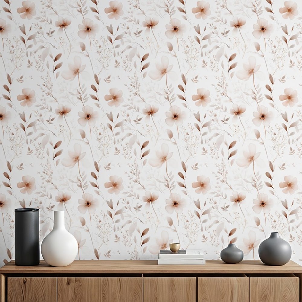 Eden Beige - Papiers peints - Beige - Salon - Floral - Wallpassion - Intissé