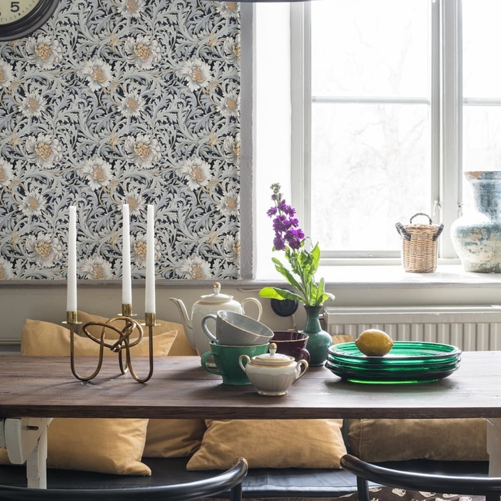 Denize Dark Grey - Papiers peints - Gris - Cuisine - Floral - Wallpassion - Intissé