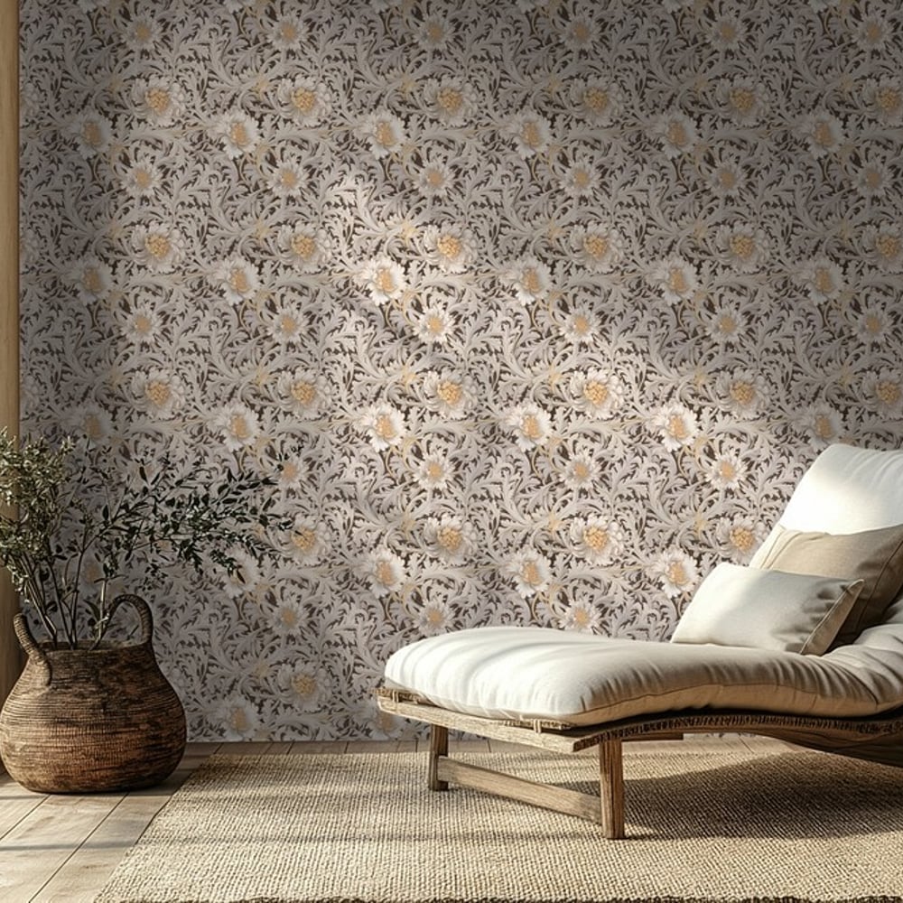 Denize Brown - Papiers peints - Marron - Salon - Floral - Wallpassion - Intissé