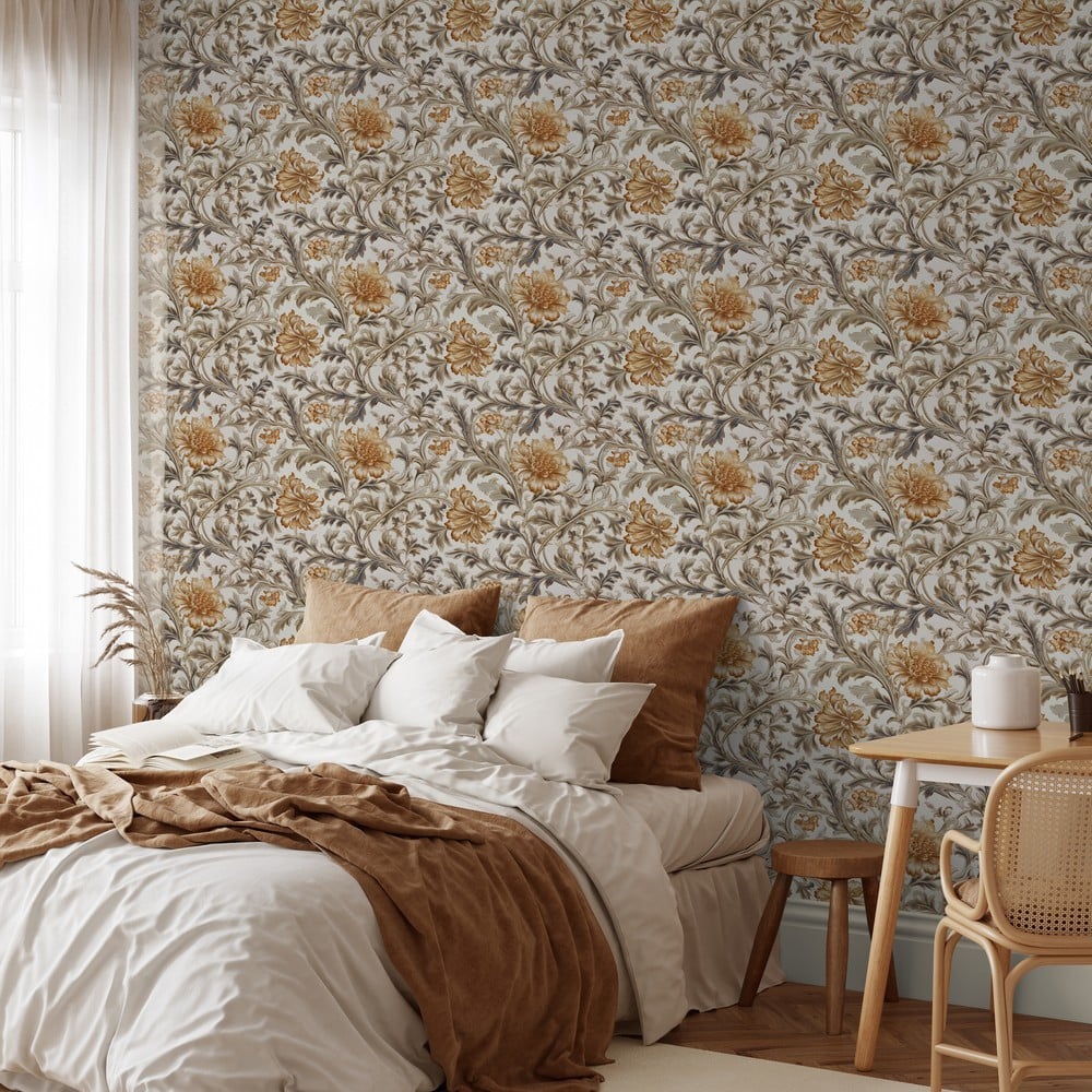Annie Brown - Papiers peints - Marron - Chambre - Floral - Wallpassion - Intissé