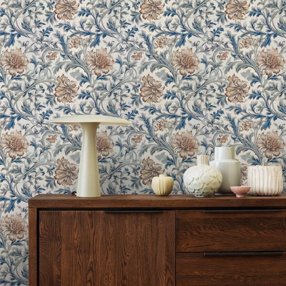 Annie Blue - Papiers peints - Bleu - Salon - Floral - Wallpassion - Intissé