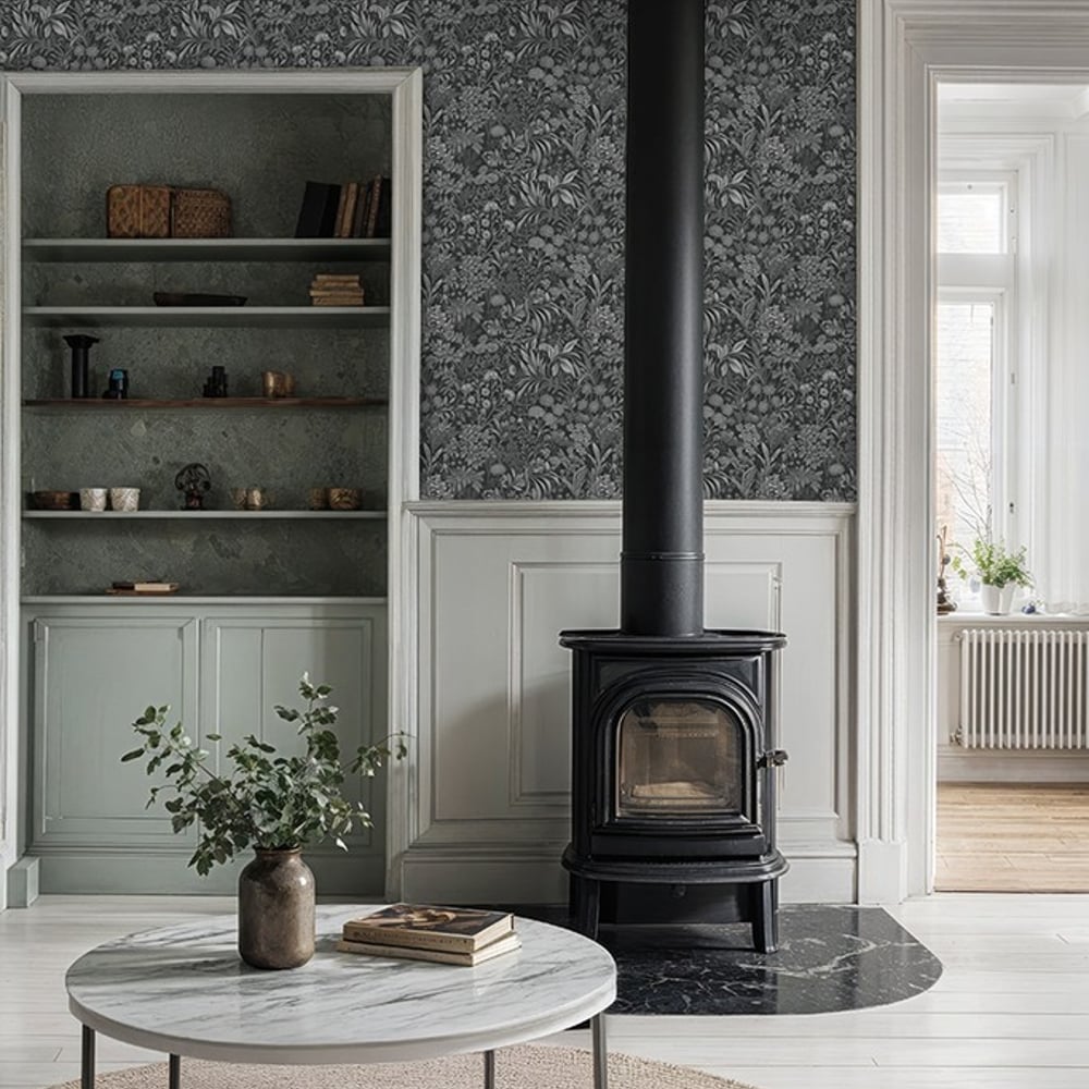 Celia Grey - Papiers peints - Gris - Salon - Floral - Wallpassion - Intissé