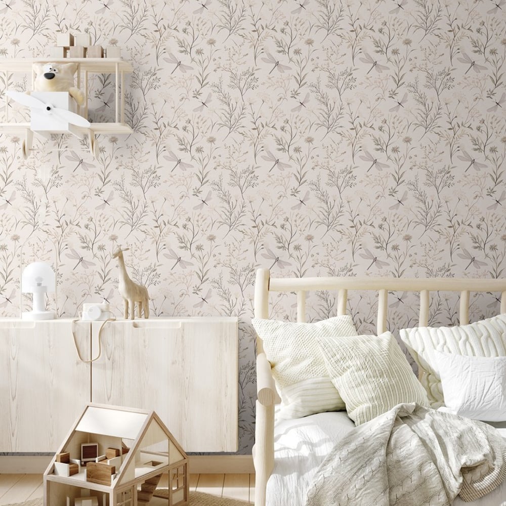 Dragon fly garden Brown - Papiers peints - Marron - Chambre d’enfant - Animal - Wallpassion -
