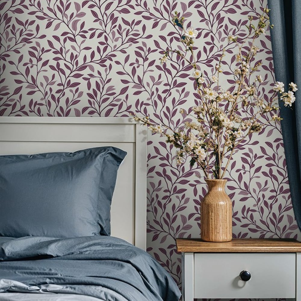 Jonatan Pink - Papiers peints - Rose - Chambre - Feuille - Scandza - Intissé