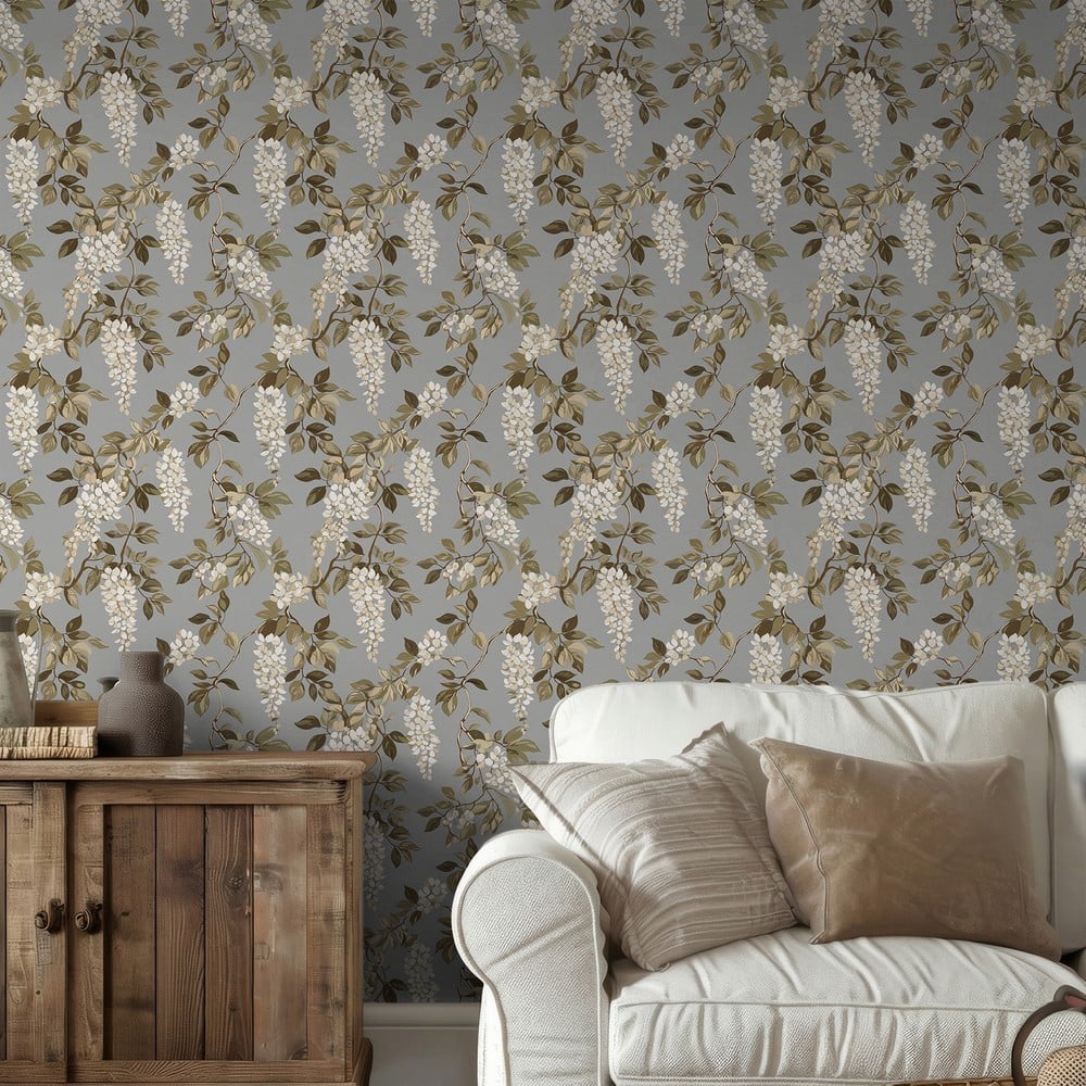 Jens Grey - Papiers peints - Gris - Salon - Floral - Scandza - Intissé