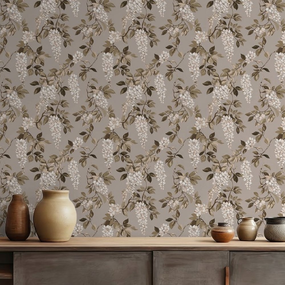 Jens Brown - Papiers peints - Marron - Salon - Floral - Scandza - Intissé