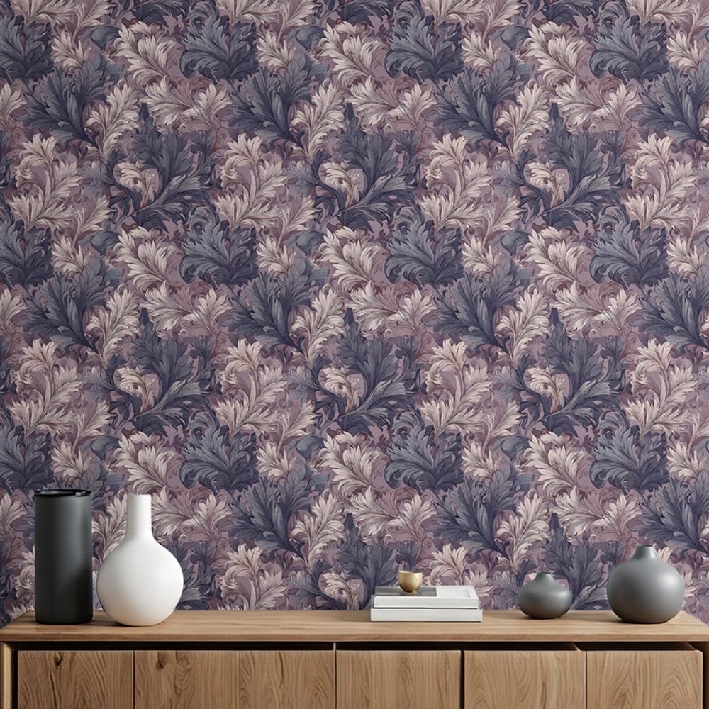 Adrian Purple - Tapetit - Violetti - Olohuone - Lehti - Wallpassion - Non-Woven