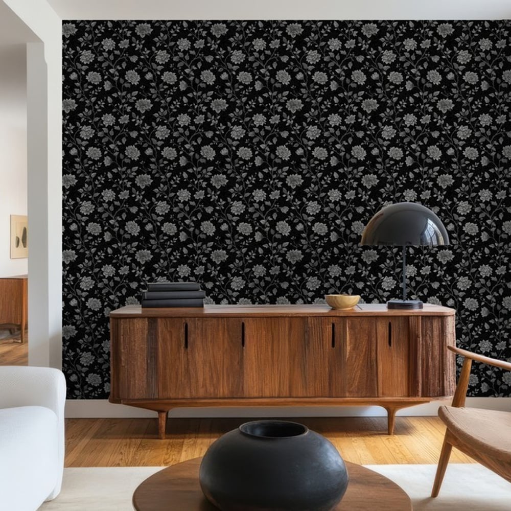 Dolores Grey - Papiers peints - Gris - Salon - Floral - Wallpassion - Intissé