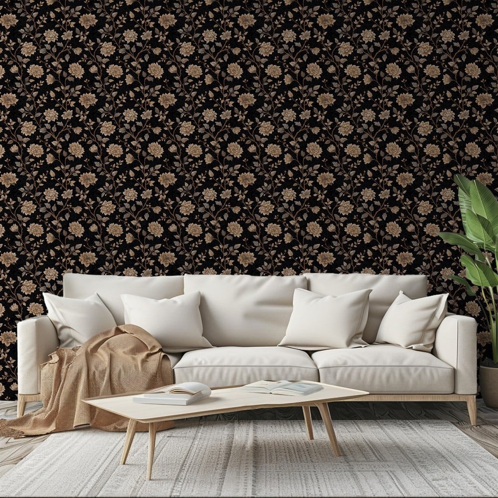 Dolores Beige - Papiers peints - Beige - Salon - Floral - Wallpassion - Intissé