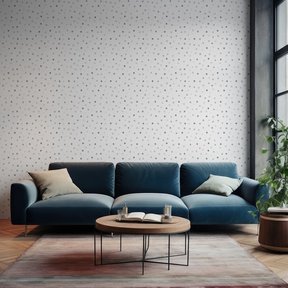 Aqua pops Grey - Papiers peints - Gris - Salon - À pois - Wallpassion - Intissé