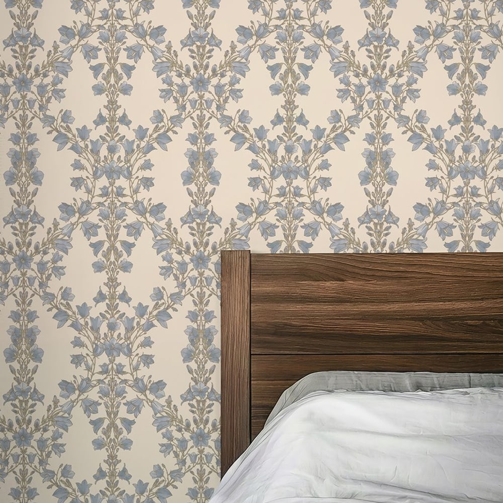 Bluebells Beige - Papiers peints - Beige - Chambre - Floral - Wallpassion - Intissé
