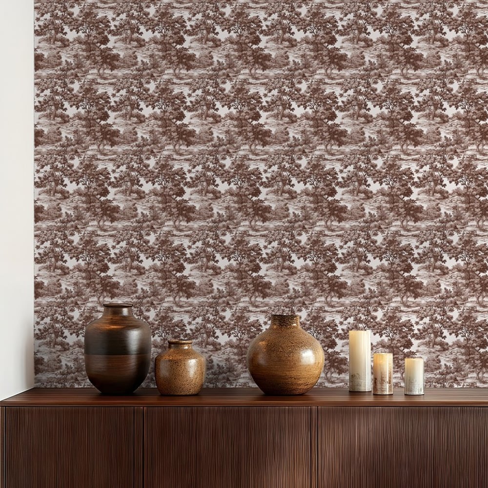 Elliot warm Brown - Tapet - Brun - Stue - Træ - Dreamland - Non-Woven