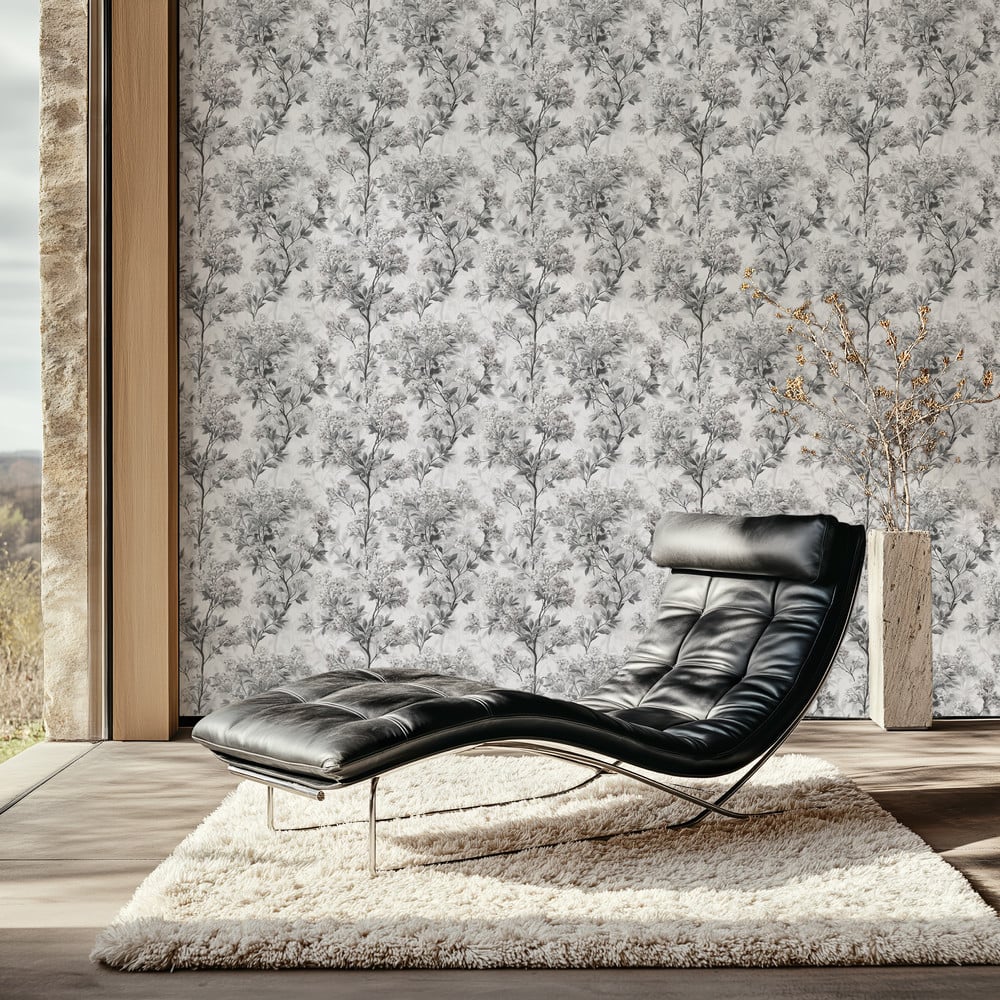 Marja Grey - Papiers peints - Gris - Salon - Floral - September - Intissé