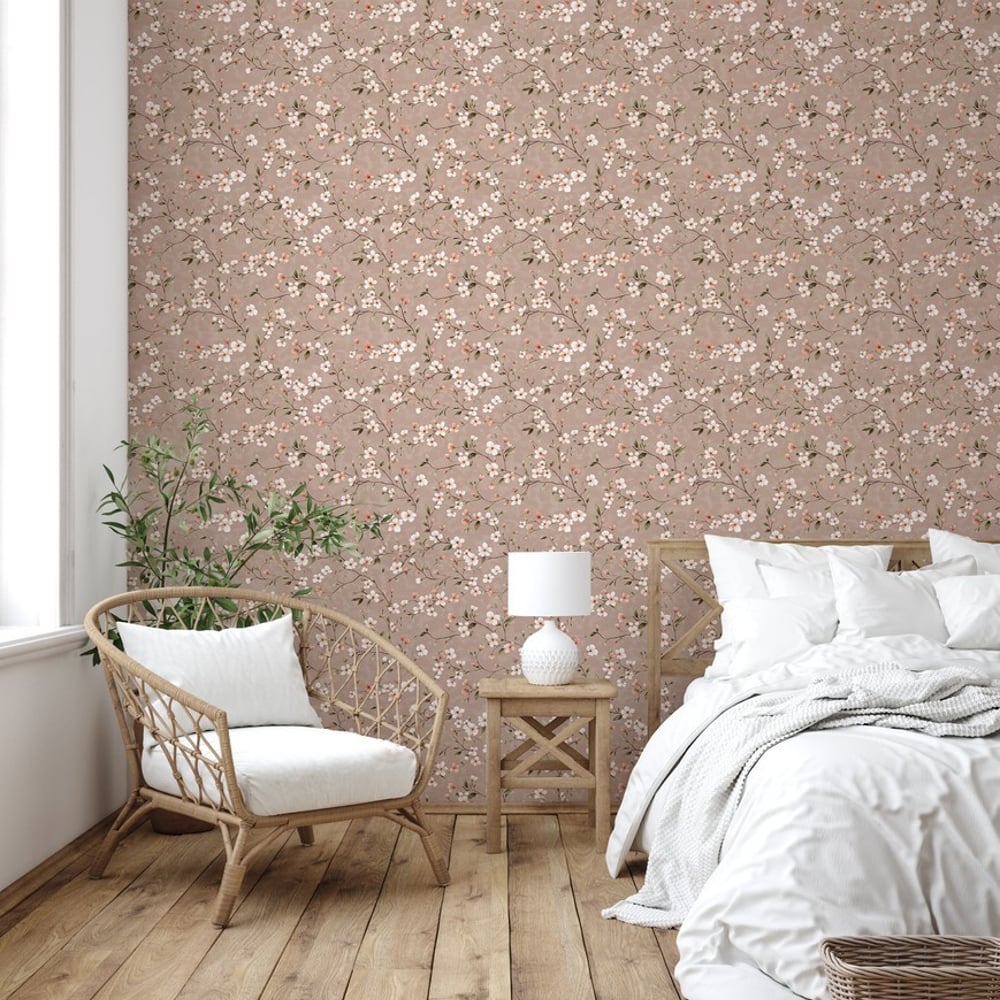 Ida Brown - Papiers peints - Marron - Chambre - Floral - Scandza - Intissé