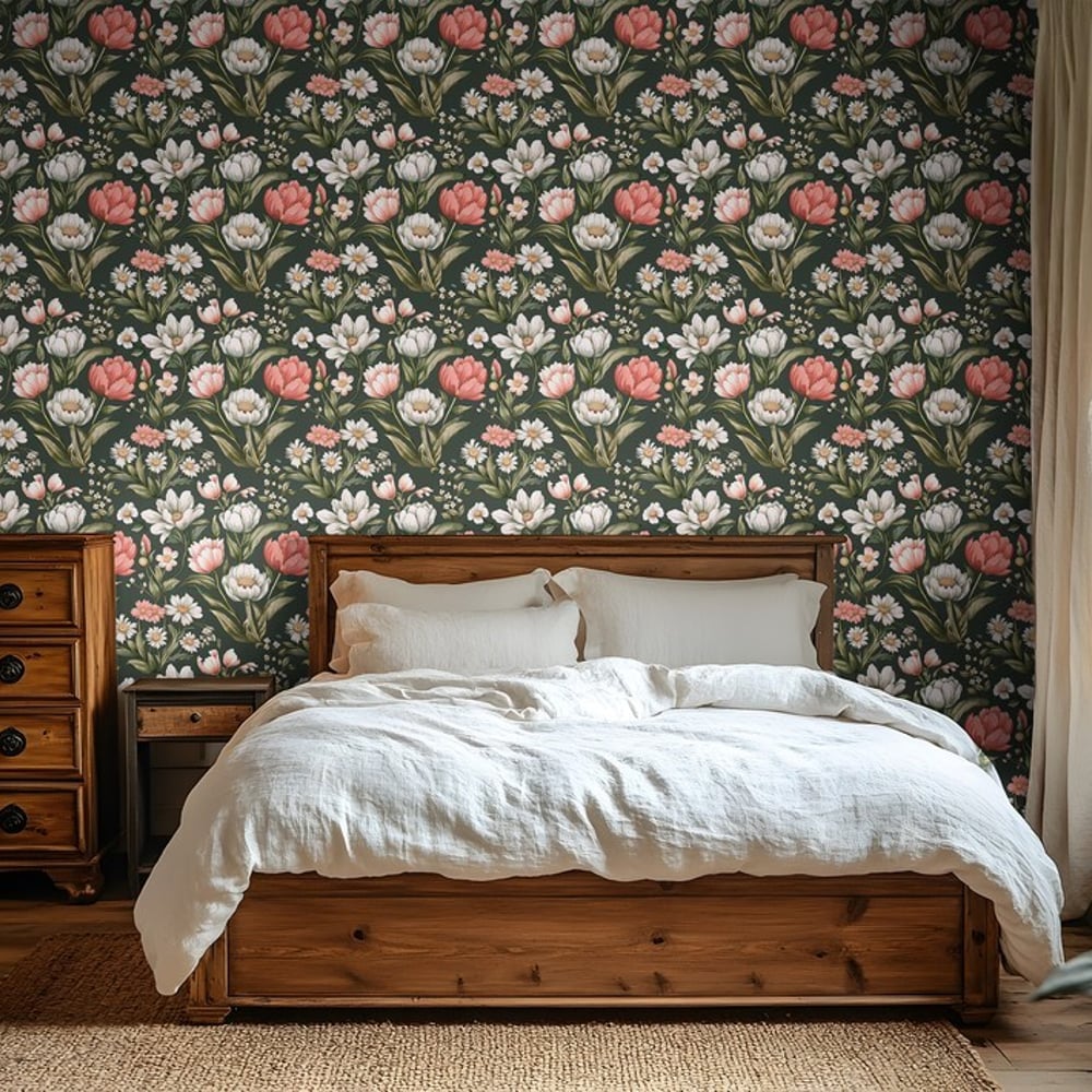 Adriana Green - Papiers peints - Vert - Chambre - Floral - Scandza - Intissé