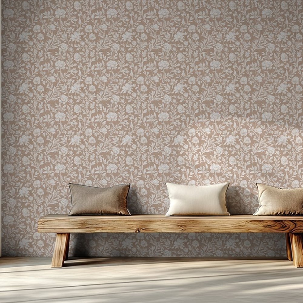 Alisa Brown - Papiers peints - Marron - Salon - Floral - Scandza - Intissé