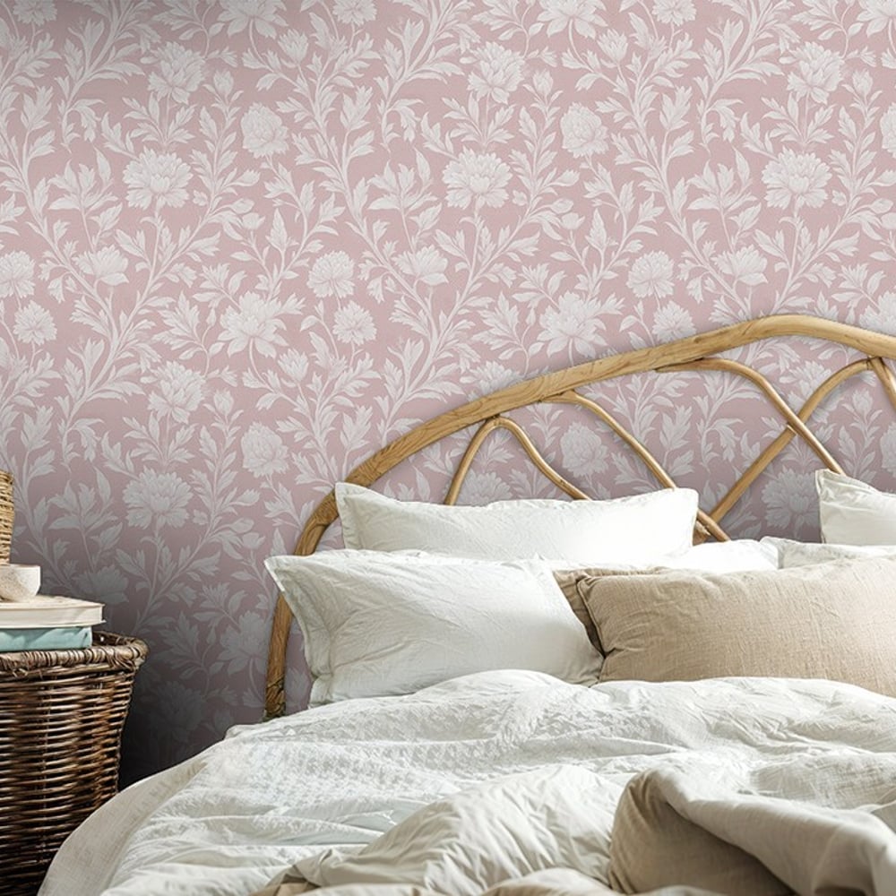 Alisa Pink - Papiers peints - Rose - Chambre - Floral - Scandza - Intissé