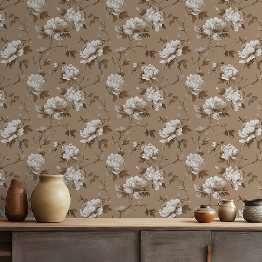 Kathy Brown - Papiers peints - Marron - Salon - Floral - Scandza - Intissé