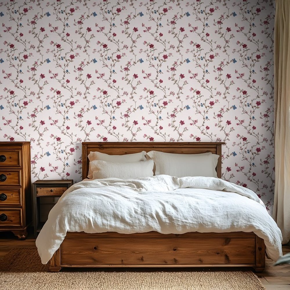 Dorotea Pink - Papiers peints - Rose - Chambre - Floral - Scandza - Intissé