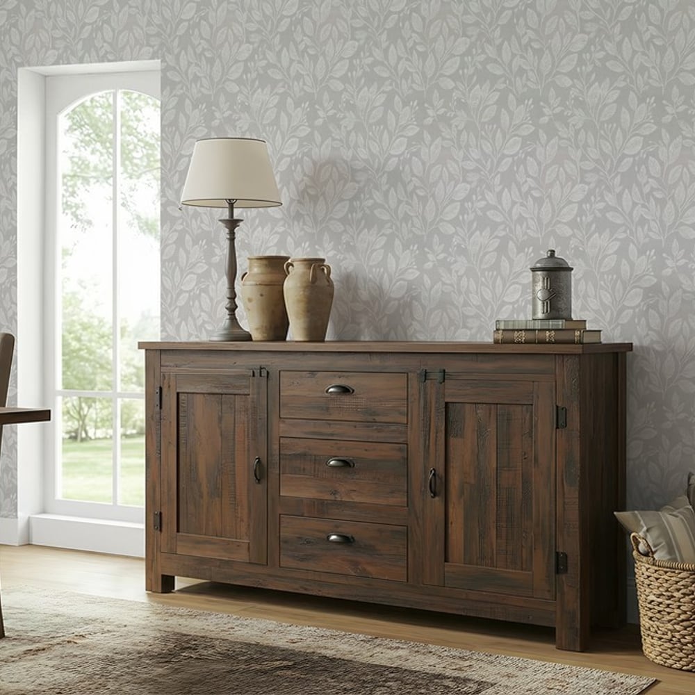 Leif Light Grey - Papiers peints - Gris - Salon - Feuille - Scandza - Intissé