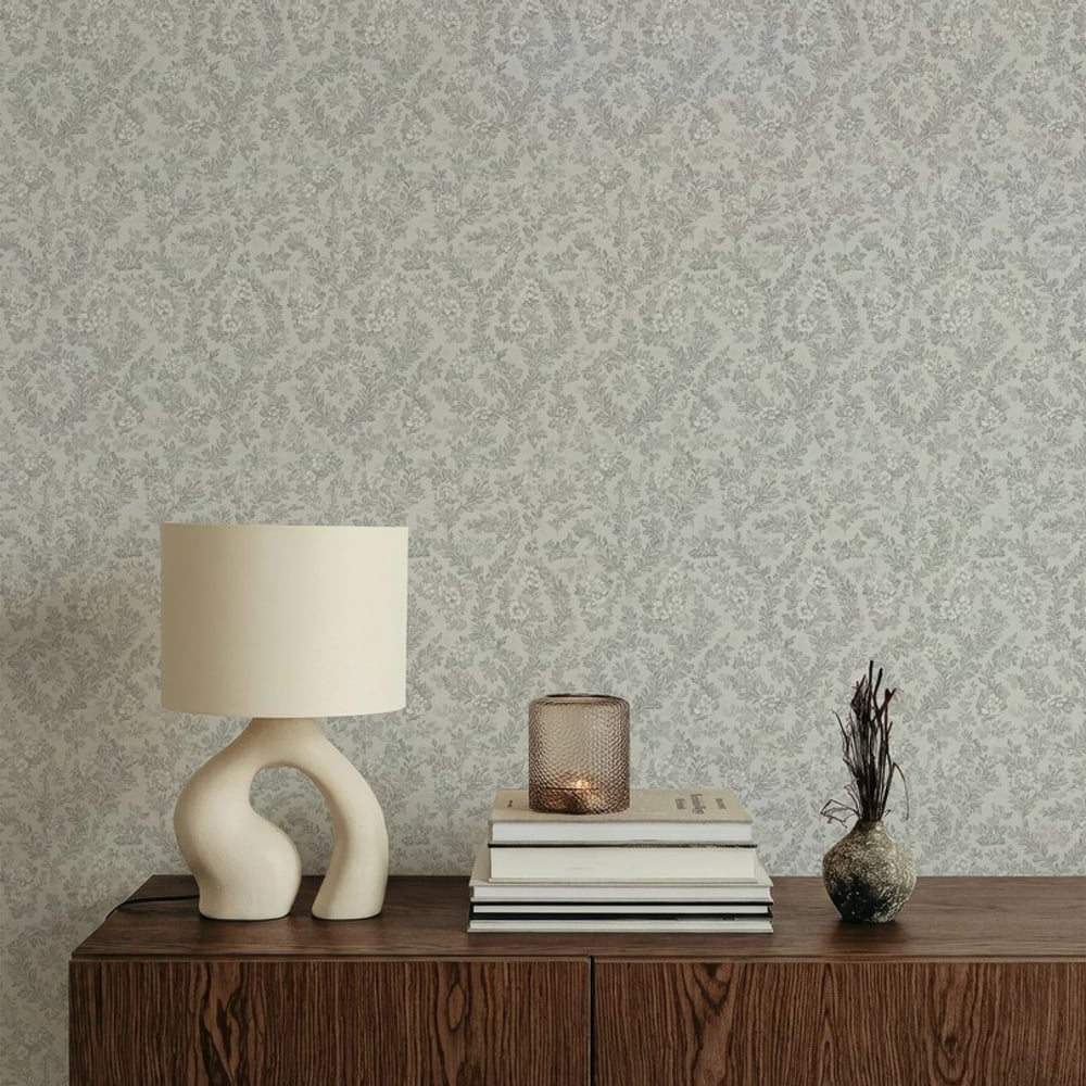 Helmer Grey - Tapet - Grå - Stue - Blomstret - September - Non-Woven